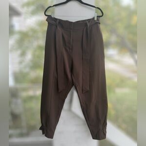 New York & Company Elastic Waist w/ Zipper & Belt Slacks Trousers Jogger Pockets